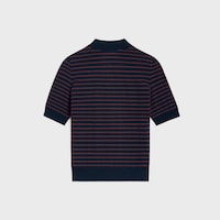JERSEY DE MANGA CORTA ESTILO POLO DE ALGODÓN FINO - AZUL MARINO / BURDEOS -  - 2 | CELINE