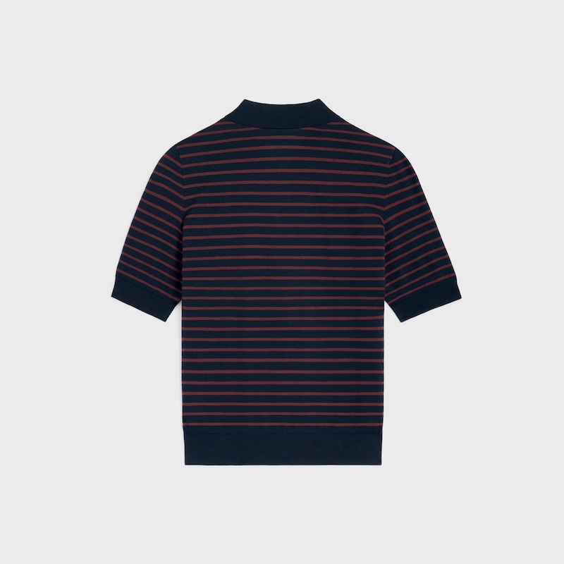 short-sleeved polo sweater IN fine cotton - NAVY / BURGUNDY -  - 1 | CELINE