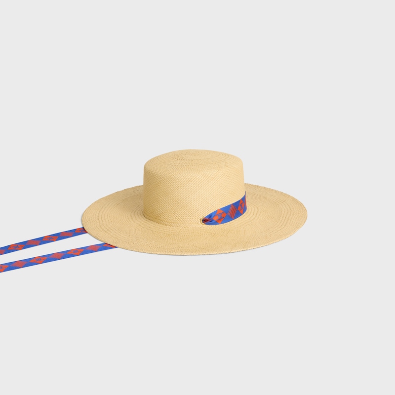 Chapeau ruban paille - NATURAL/DARK BLUE -  - 1 | CELINE