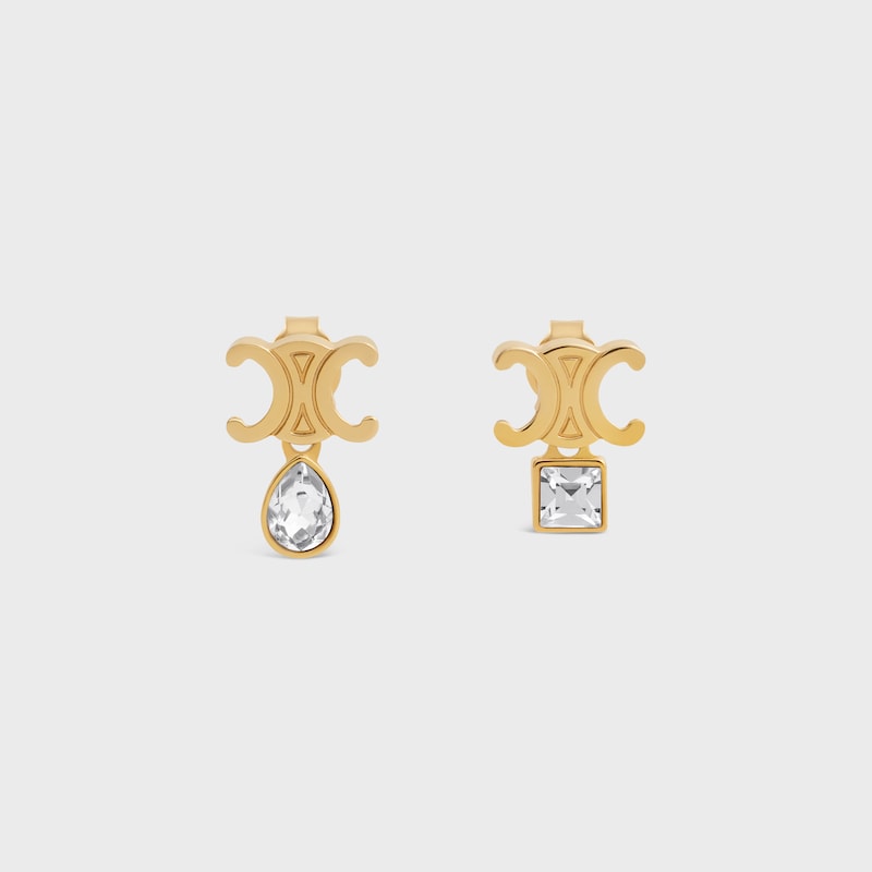 Triomphe Twinkle Earrings in Strass and Brass with Gold Finish - GOLD - CHUSEOK GIFT SELECTION - 1 | CELINE