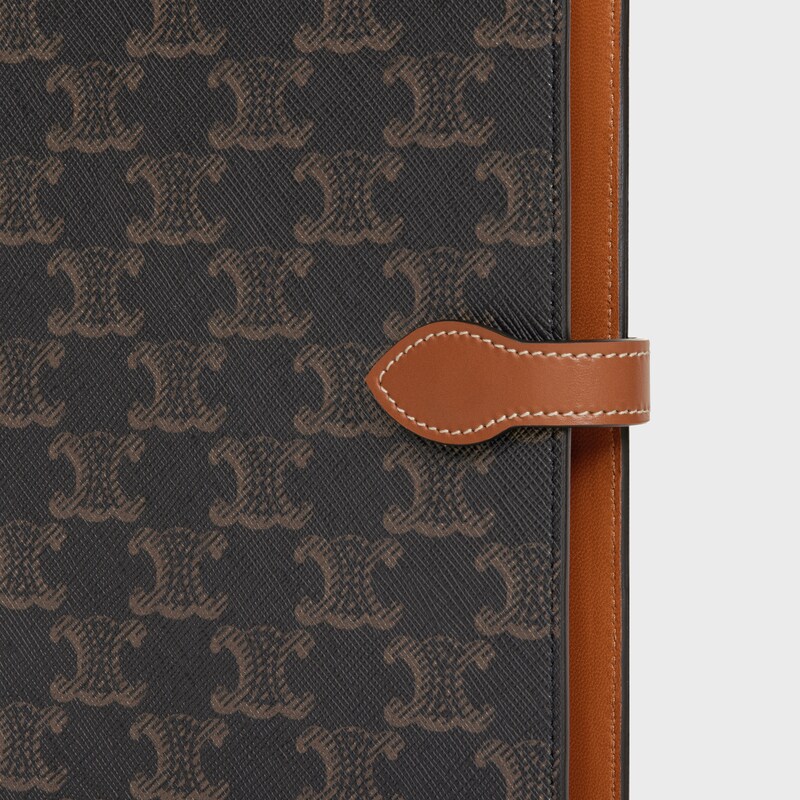 MEDIUM NOTEBOOK COVER IN TRIOMPHE CANVAS AND CALFSKIN - TAN - SMALL GIFTS - 1 | CELINE