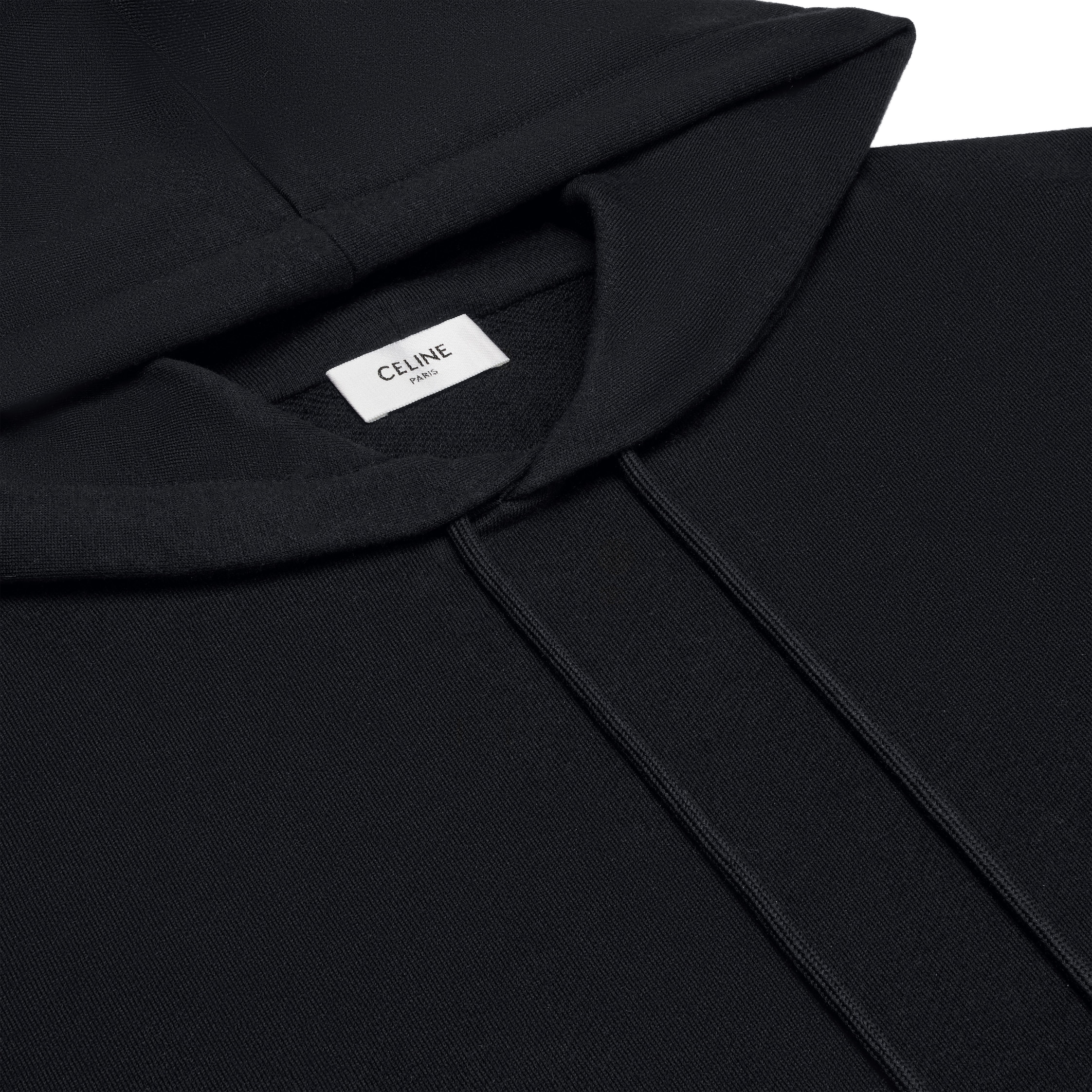 CELINE 関税込 triomphe loose hoodie IN cashmere cotton TRIOMPHE LOOSE HOODIE IN CASHMERE COTTON - BLACK / WHITE