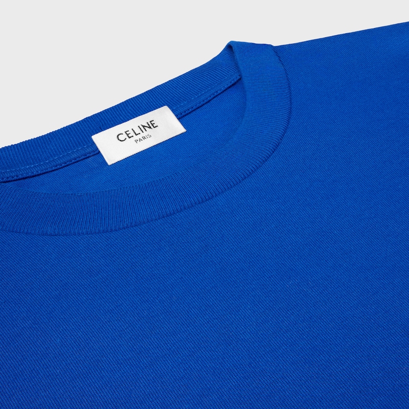 T-SHIRT IN cotton jersey - ROYAL BLUE / OFF WHITE -  - 1 | CELINE
