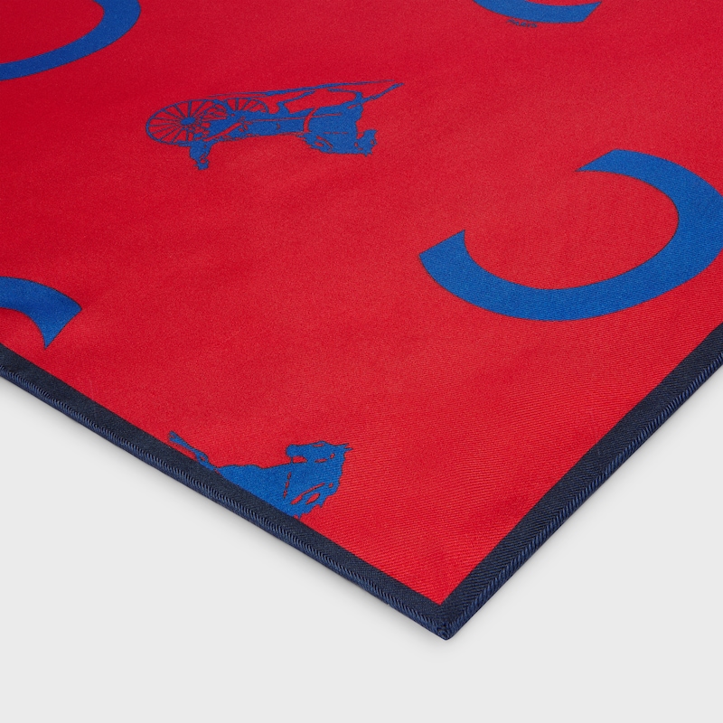 桑蠶絲斜紋布方巾 - 狐紅色/棕色 -  - 1 | CELINE