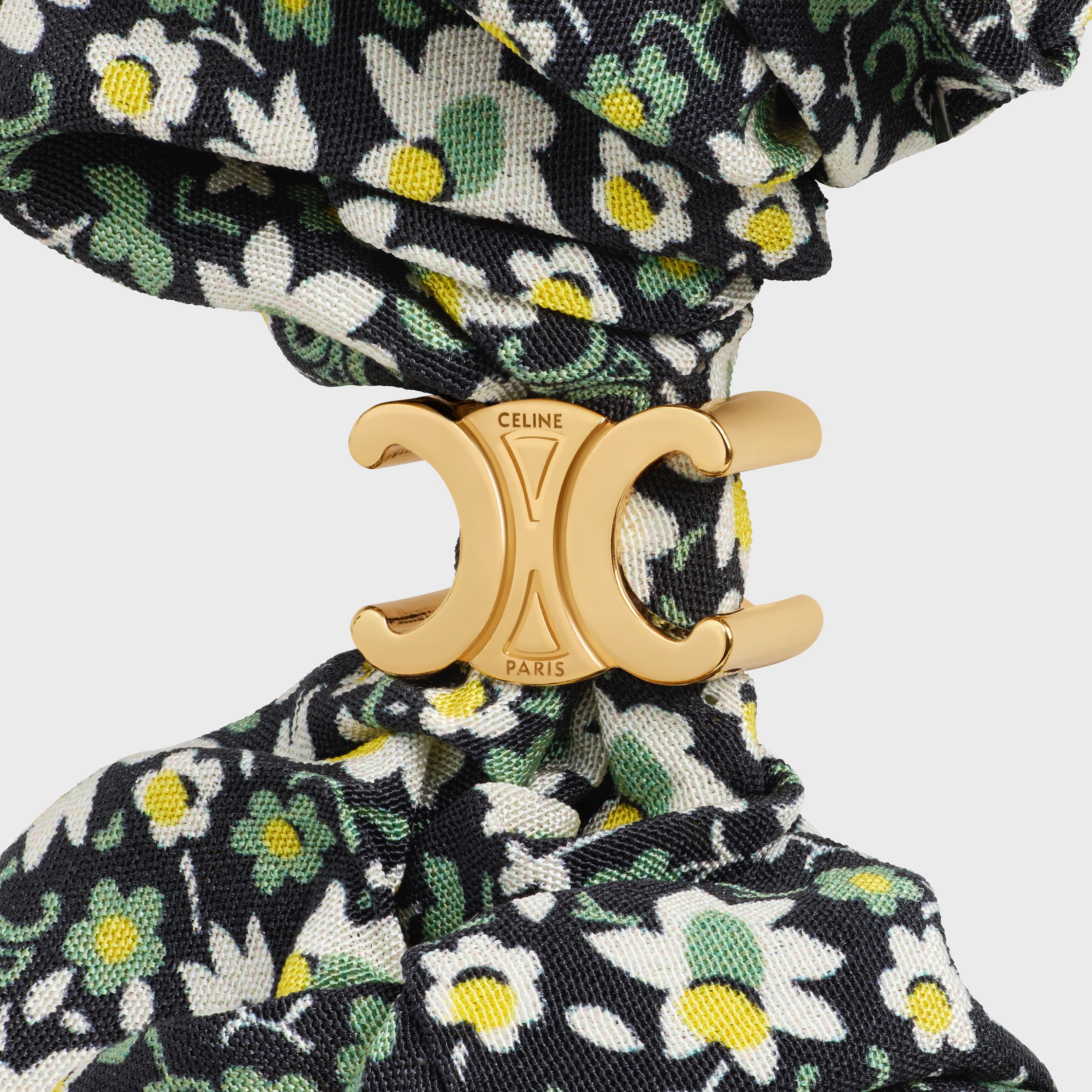 Celine Liberty Scrunchy in silk and Brass with Gold Finish