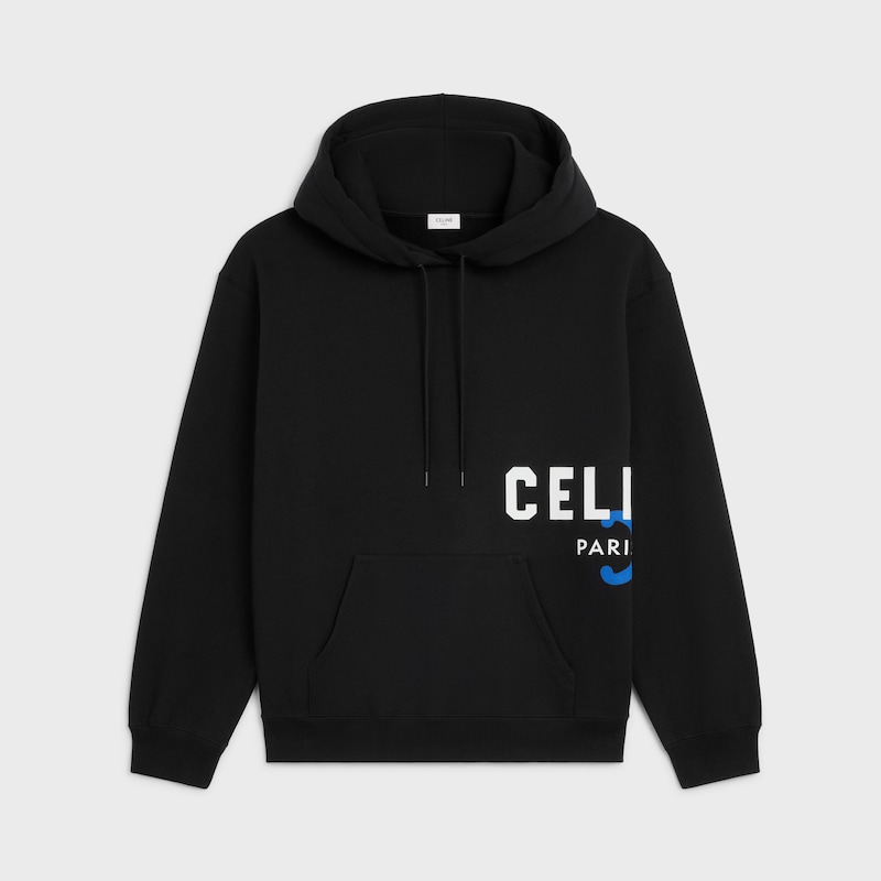 hoodie IN cotton fleece - BLACK/WHITE/BLUE -  - 1 | CELINE