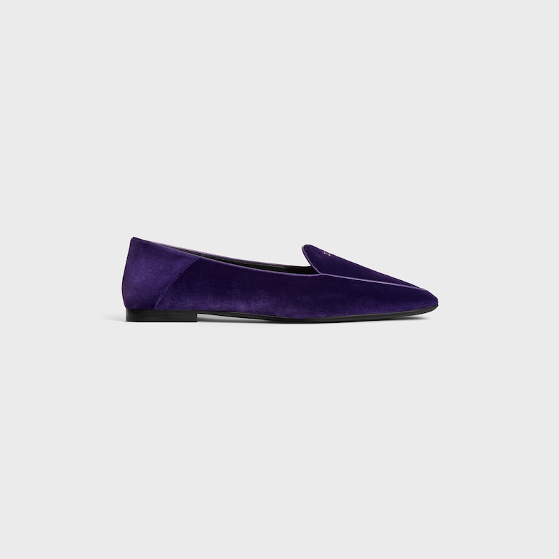 AURA LOAFER WITH TRIOMPHE IN Velvet - PURPLE -  - 1 | CELINE
