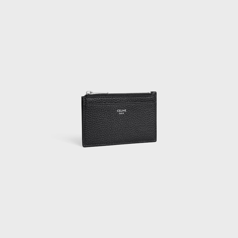 Zipped Card Holder IN GRAINED CALFSKIN - BLACK - NEW - 1 | CELINE