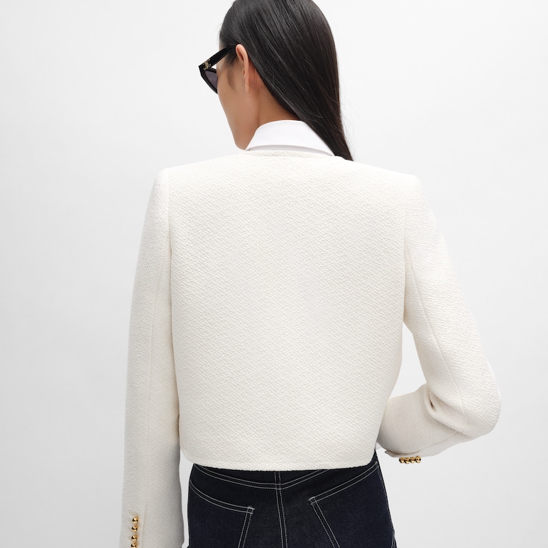 icone jacket IN viscose and wool natt&eacute; - OFF WHITE -  - 1 | CELINE