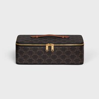 Top Handle Large Toiletry Case in Triomphe Canvas and Calfskin - TAN - TRAVEL - 1 | CELINE