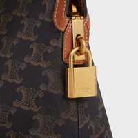 Lock Toiletry Pouch in Triomphe Canvas and Calfskin - TAN - CELINE MAISON - 1 | CELINE