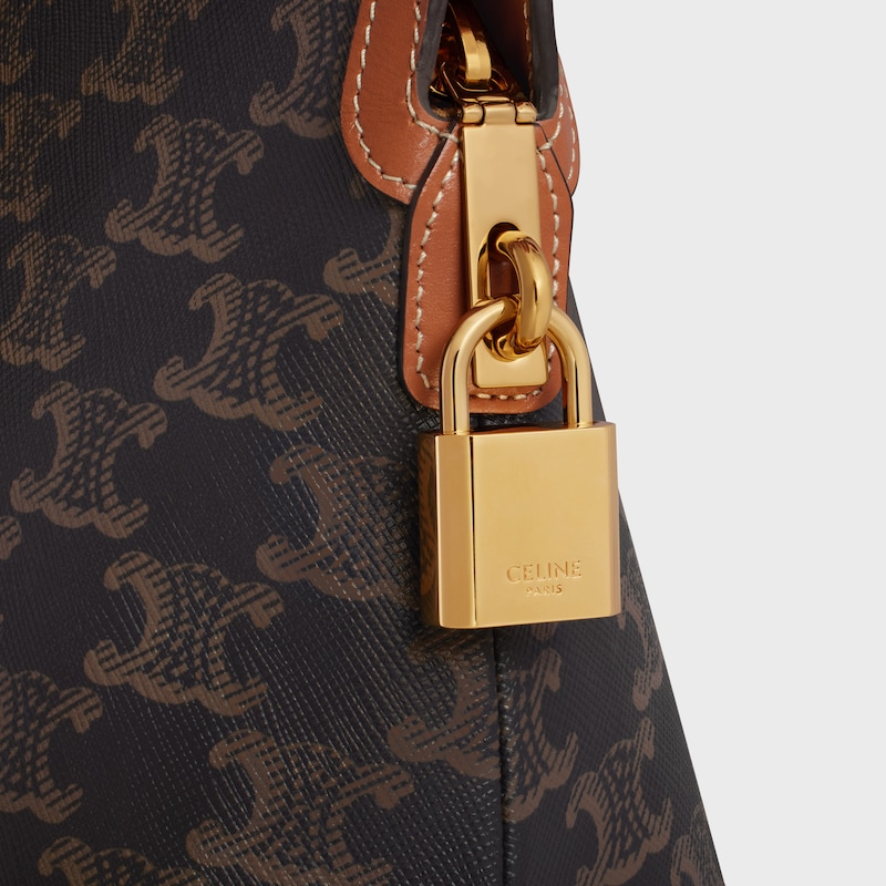 Lock標誌印花牛皮革盥洗包 - 棕黃色 - 旅行用品 - 1 | CELINE