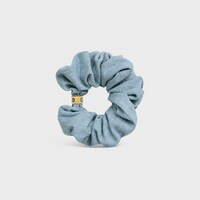 Celine Scrunchy Denim棉質及金色飾面黃銅髮圈 - 金色 / 藍色 -  - 1 | CELINE