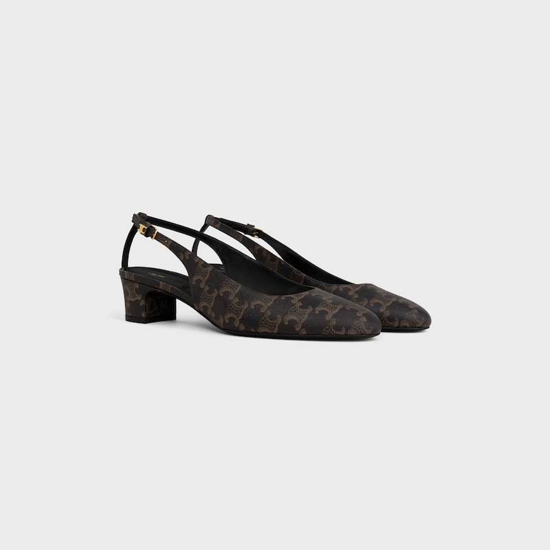 NEO CITY SLINGBACK IN TRIOMPHE COATED FABRIC - BLACK / BROWN -  - 1 | CELINE