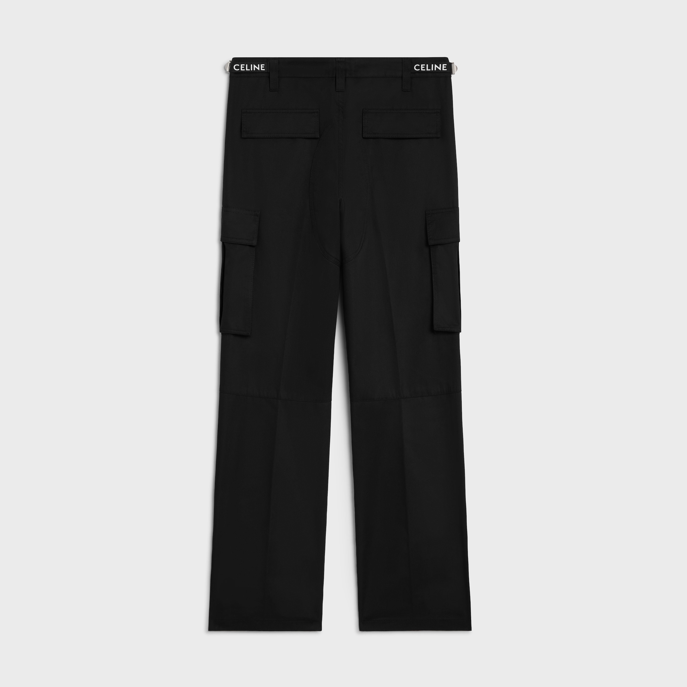 【CELINE】セリーヌ ストレートコットンカーゴパンツ ブラック ブラック コットン＆リネン混 ストレートカーゴパンツ | CELINE
