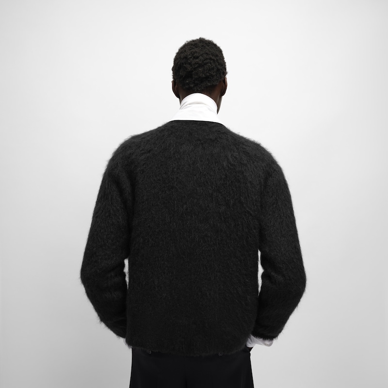 Cardigan in mohair spazzolato - NERO -  - 1 | CELINE