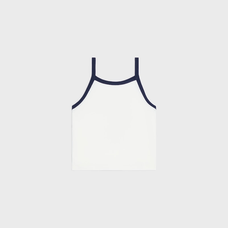 celine tank top IN cotton jersey - OFF WHITE / NAVY -  - 1 | CELINE