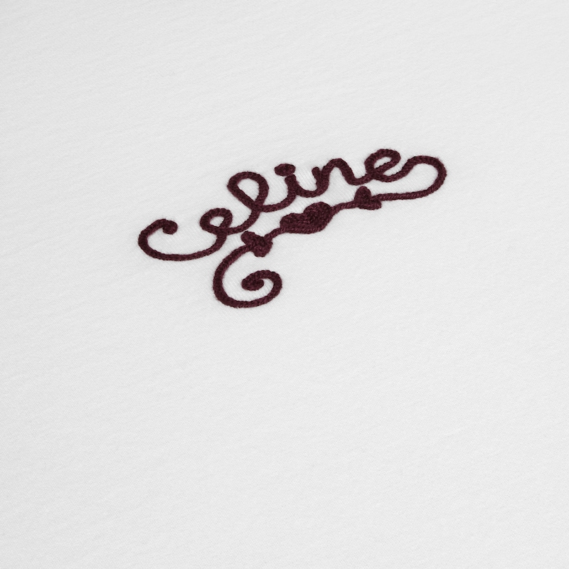 t-shirt IN cotton jersey - WHITE/ BURGUNDY -  - 1 | CELINE