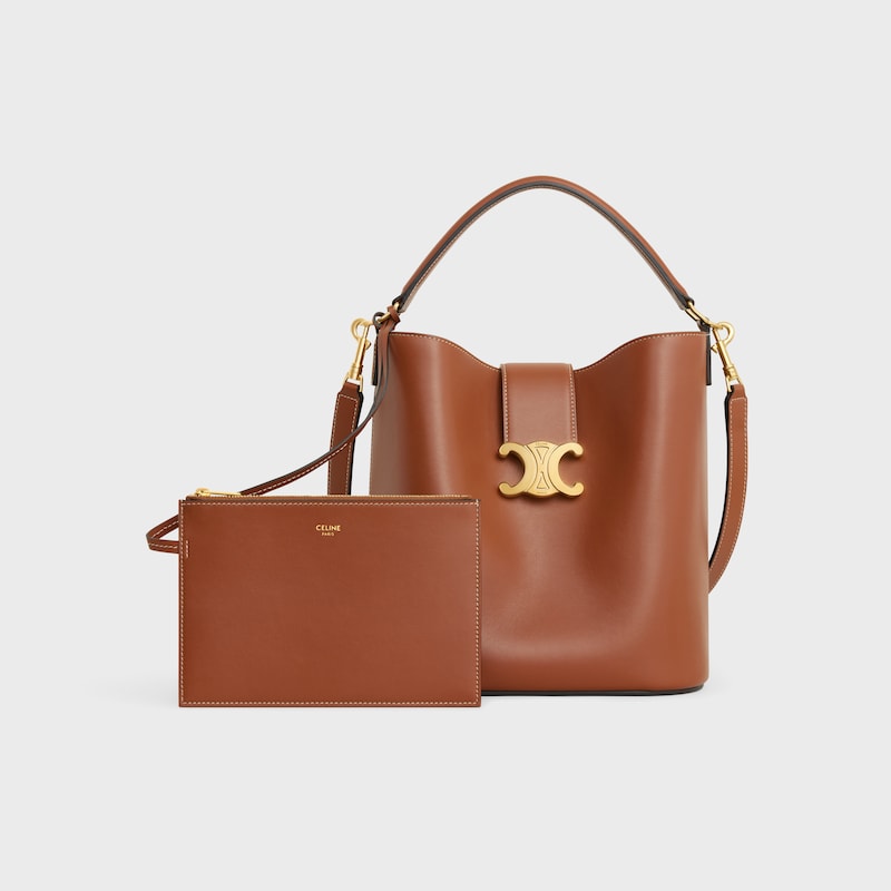 MEDIUM BUCKET LOUISE IN SMOOTH CALFSKIN - TAN - MORE LINES - 1 | CELINE