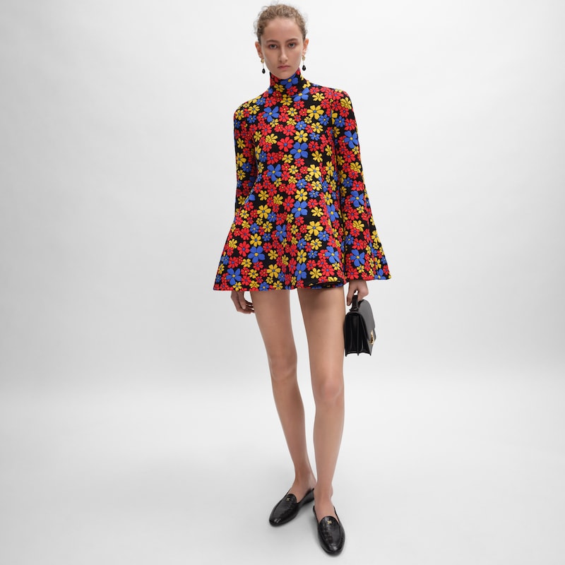 VESTIDO MIDI DE JACQUARD DE POLIAMIDA - NEGRO/MULTICOLOR -  - 1 | CELINE