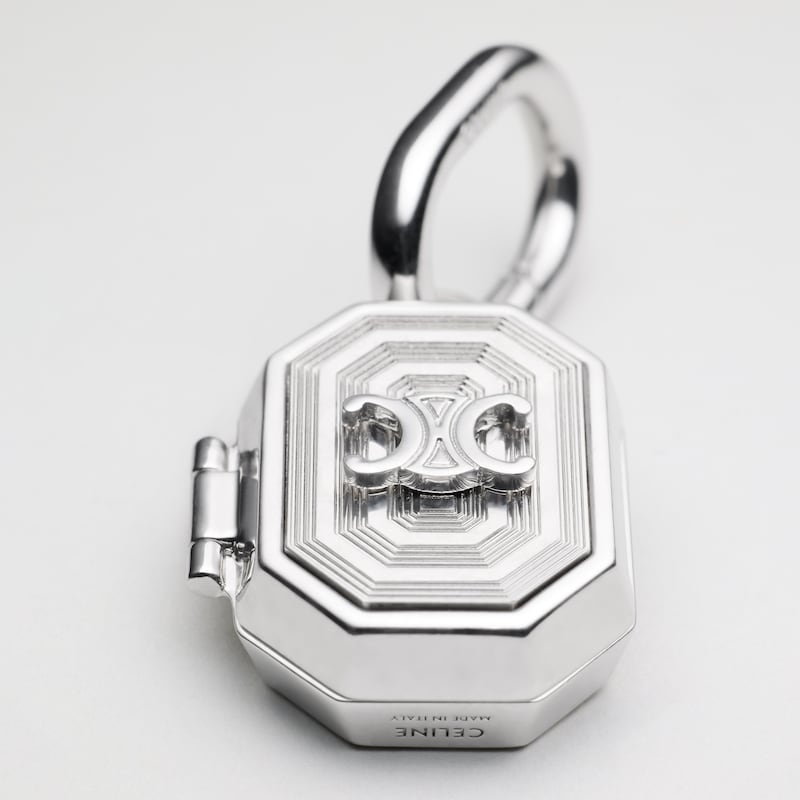 CELINE CHARMS GUILLOCHE BOX IN BRASS WITH RHODIUM FINISH - SILVER - CHARMS - 1 | CELINE