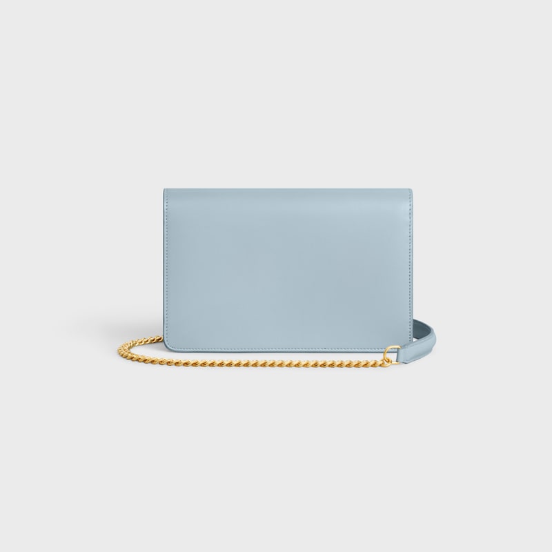 WALLET ON CHAIN MARGO in Shiny calfskin - PALE BLUE - ESSENTIAL GIFTS - 1 | CELINE