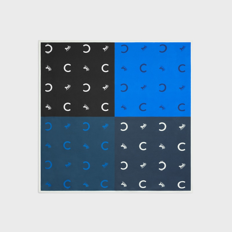 PAÑUELO CUADRADO DE SARGA DE SEDA - AZUL MARINO / AZUL -  - 1 | CELINE