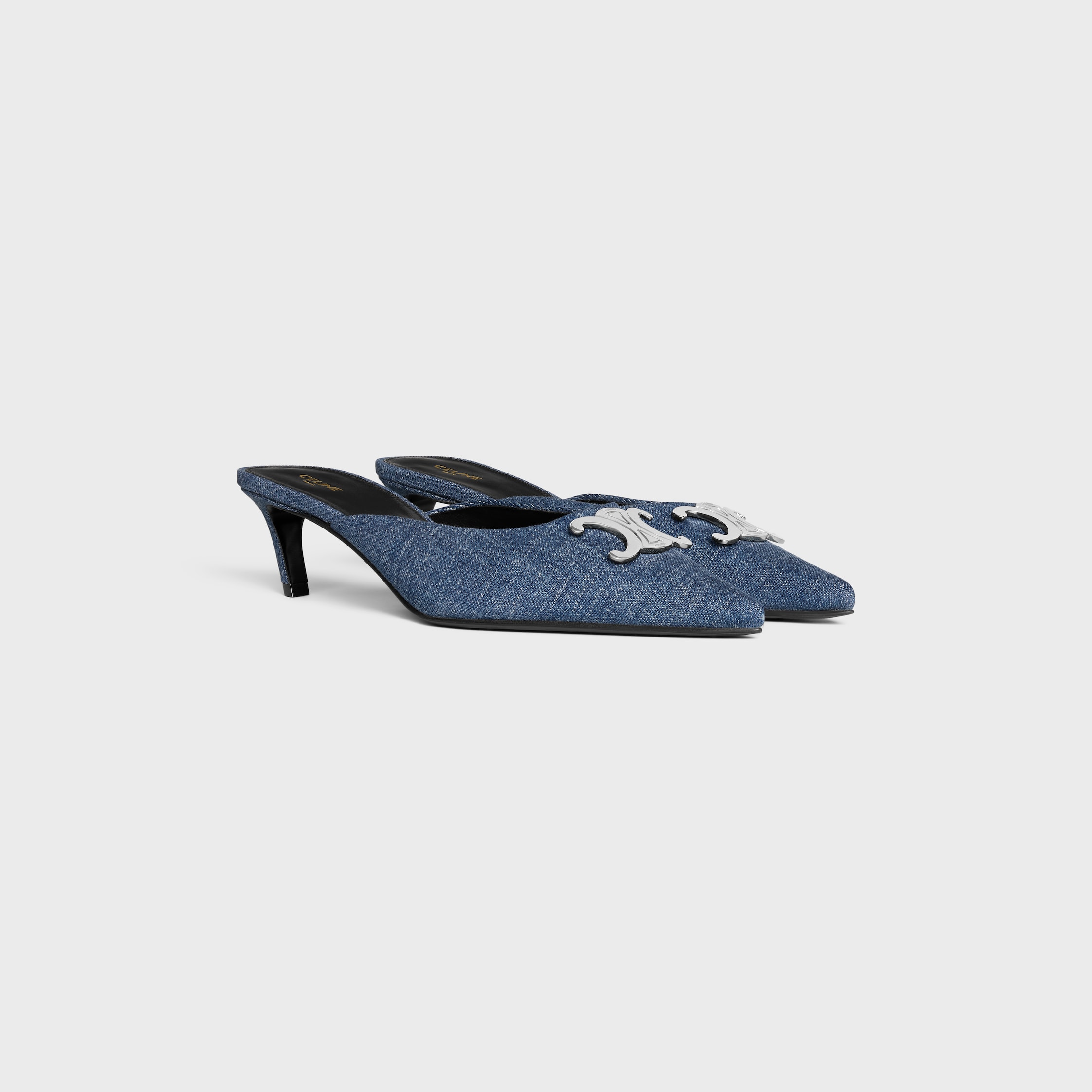 CELINE ALMA TRIOMPHE MULE IN DENIM - BLUE | CELINE