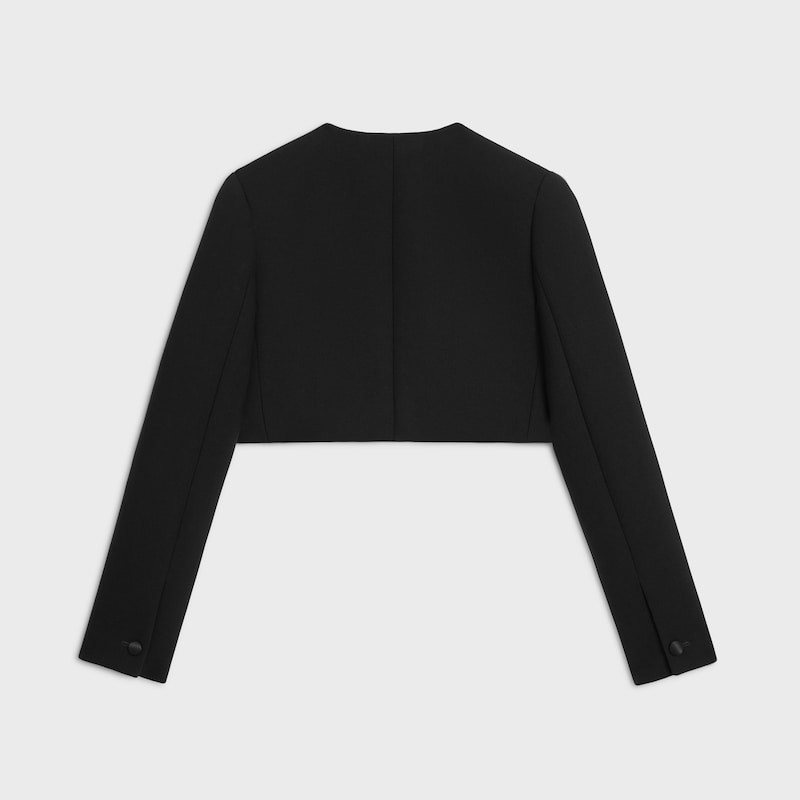 veste bolero double crêpe de laine - Noir -  - 1 | CELINE