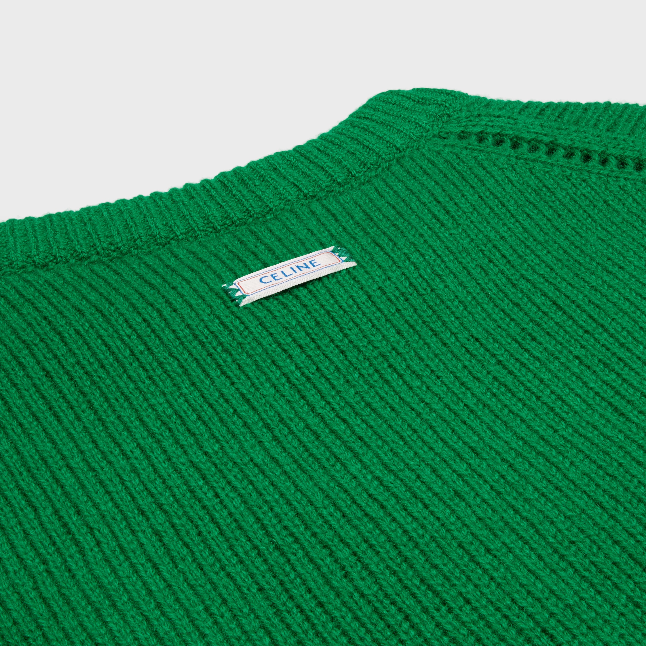 CREWNECK SWEATER IN CASHMERE - GREEN | CELINE