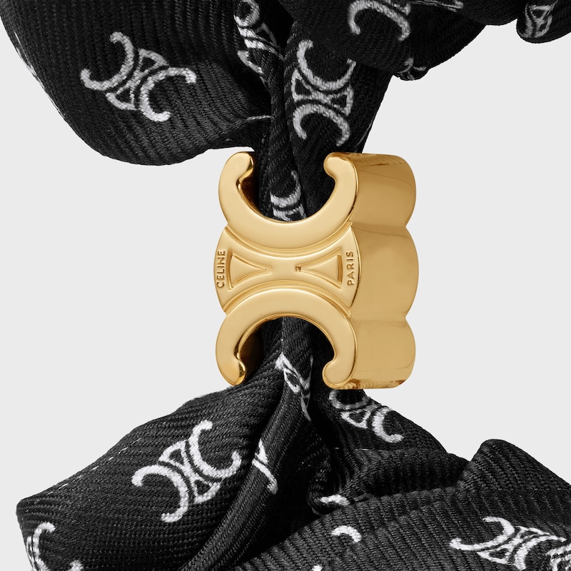 CELINE TRIOMPHE金色饰面迷你发圈 - 黑色/象牙白 - 髮飾 - 1 | CELINE