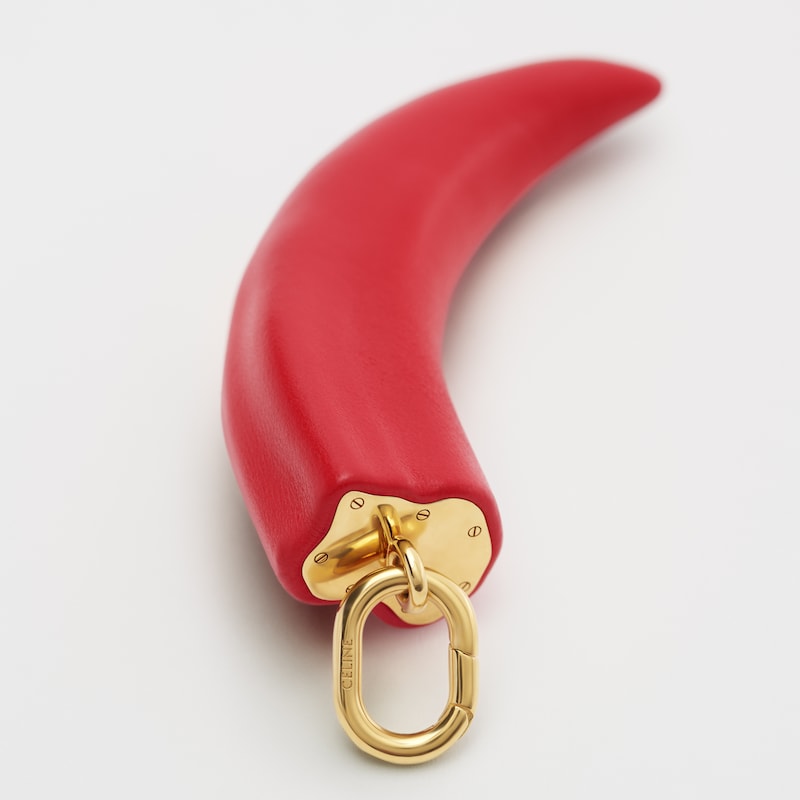 CHARMS SMALL HORN IN RESIN, LEATHER AND BRASS WITH GOLD FINISH - RED / GOLD - CELINE CHARMS - 1 | CELINE