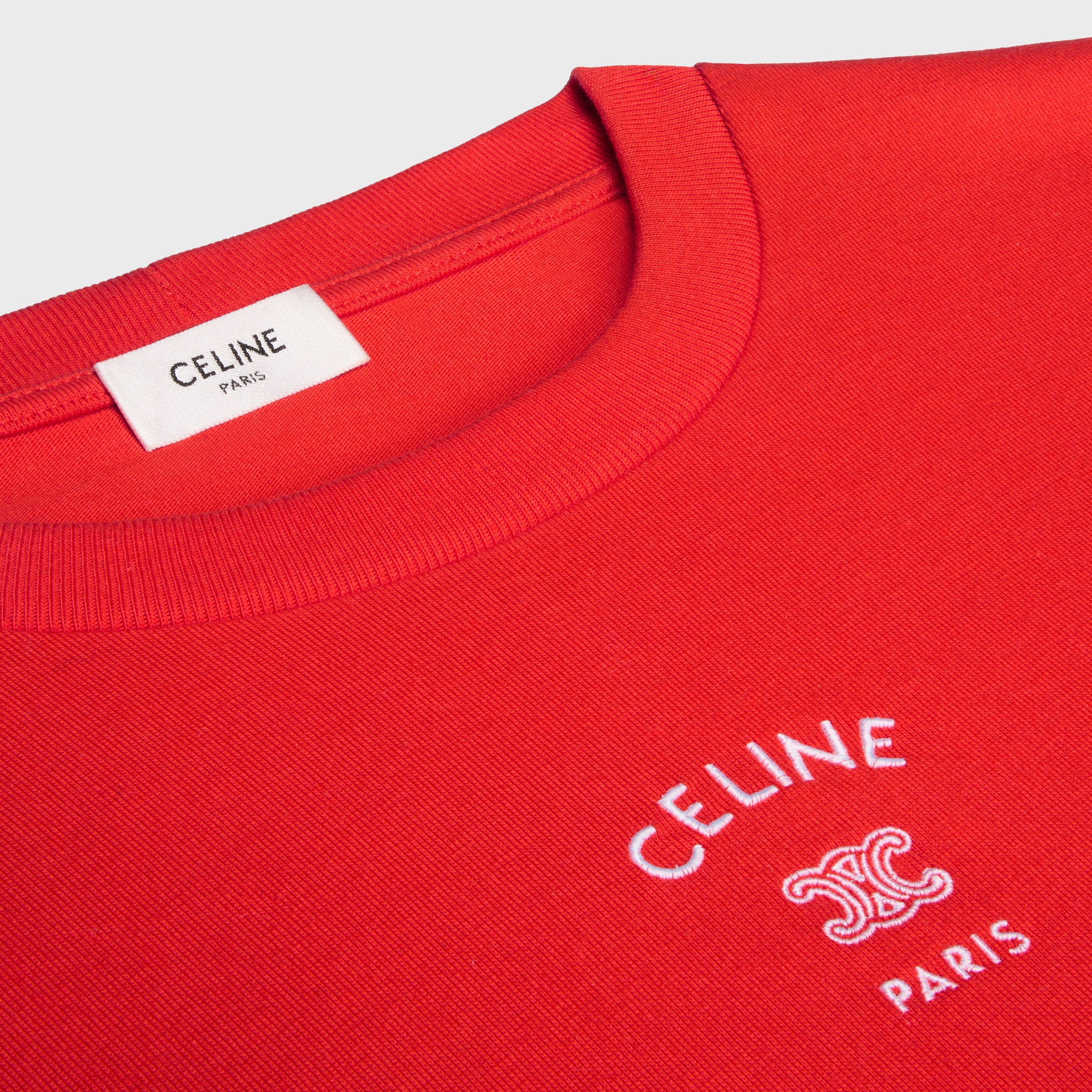 T-SHIRT IN COTTON JERSEY - RED CYCLIST/OFF WHITE | CELINE
