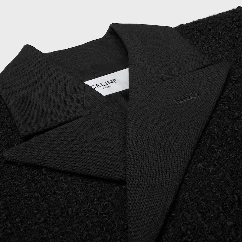 double-breasted coat IN wool natt&eacute; - BLACK -  - 1 | CELINE