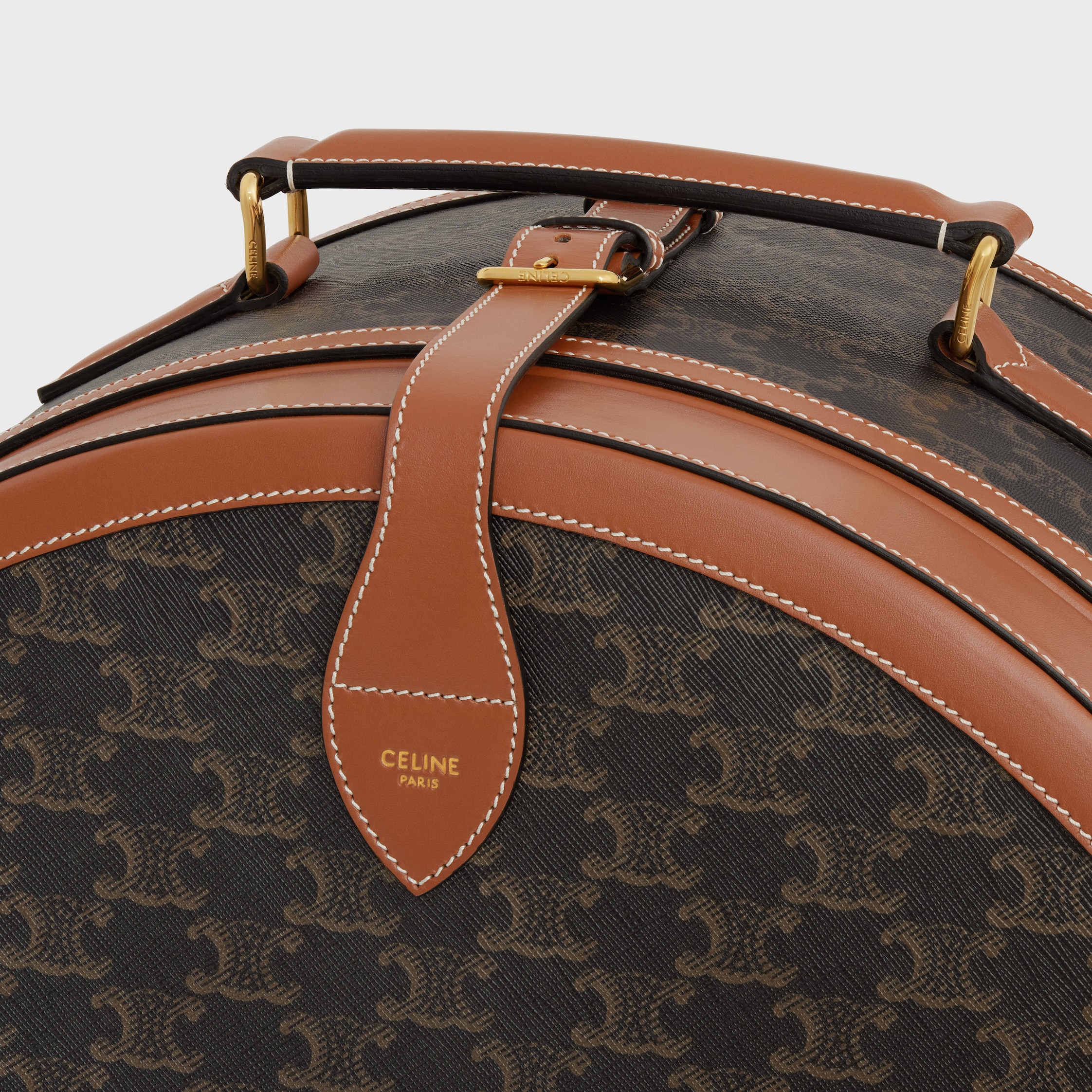 Fedora case in triomphe canvas and calfskin - TAN | CELINE
