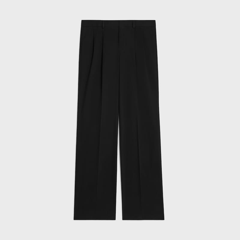 PANTALONES PLISADOS DE LONA DE ALGODÓN - NEGRO -  - 1 | CELINE