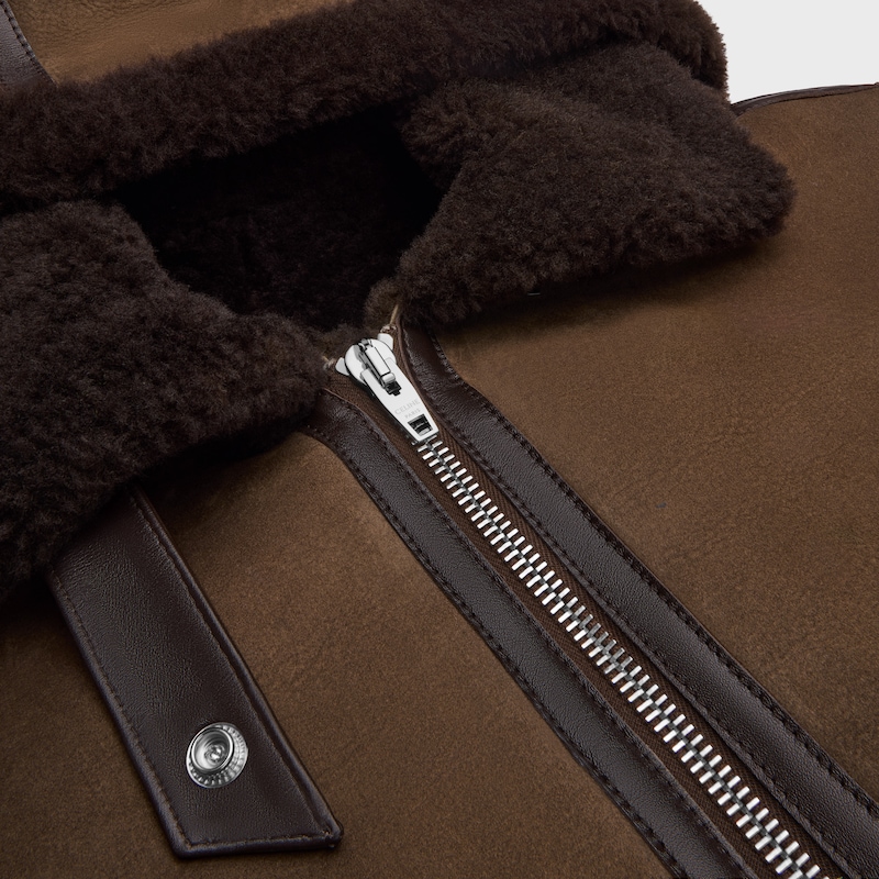 aviator jacket IN suede - BROWN -  - 1 | CELINE