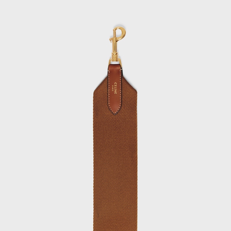 Long Strap in textile and calfskin - TAN - BAG CHARMS - 1 | CELINE
