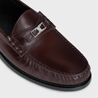 CELINE LUCO Triomphe Loafer in POLISHED BULL - DARK BROWN/SILVER -  - 1 | CELINE