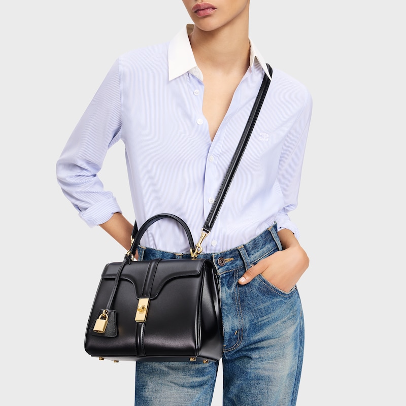 16緞面牛皮革小號手袋 - 黑色 - 斜挎包 - 1 | CELINE