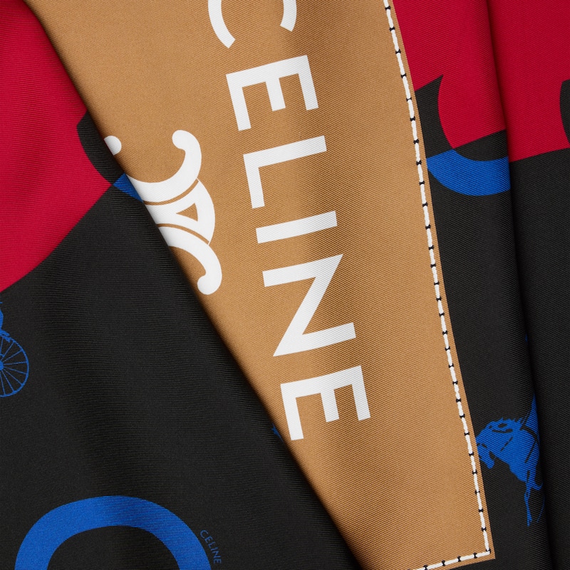 square IN silk twill - RED/NAVY/CAMEL -  - 1 | CELINE