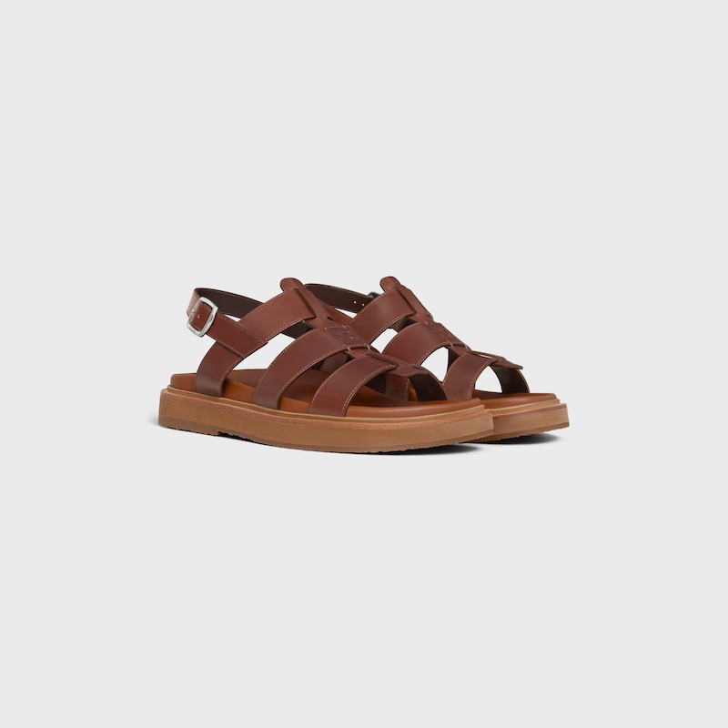 CELINE TIPPI SANDAL in CALFSKIN - VEGETAL TANNING - DARK BROWN -  - 1 | CELINE