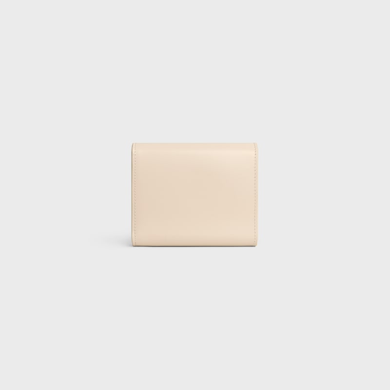 Small Flap Wallet TRIOMPHE IN Shiny calfskin - CREAM - WALLETS - 1 | CELINE
