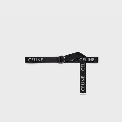 라지 30MM 더블 링 벨트 - 자카드 텍스타일 & 카프스킨 - 블랙 -  - 1 | CELINE