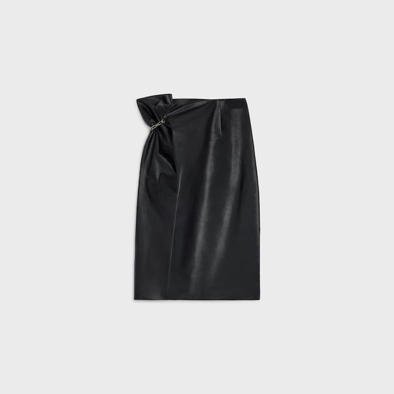 midi skirt IN calfskin - BLACK -  - 1 | CELINE