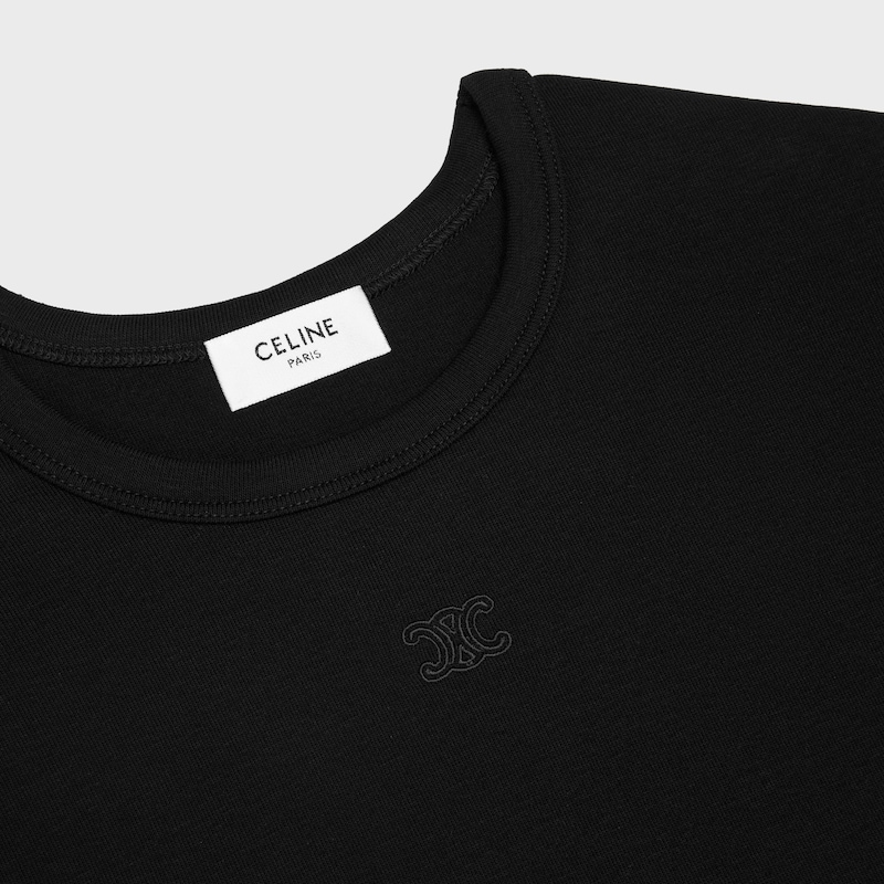 T-shirt a maniche lunghe Triomphe IN JERSEY DI COTONE A COSTE - NERO -  - 1 | CELINE