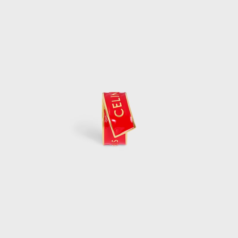 CELINE RIBBON RING IN ENAMEL AND BRASS WITH GOLD FINISH - RED / GOLD -  - 1 | CELINE
