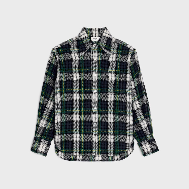 shirt IN tartan cashmere - BLUE/GREEN/WHITE -  - 1 | CELINE