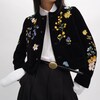 embroidered icone jacket IN velvet - BLACK -  - 1 | CELINE