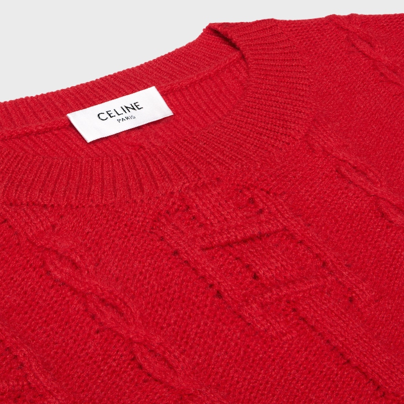 crewneck sweater IN chains cashmere - BRIGHT RED -  - 1 | CELINE